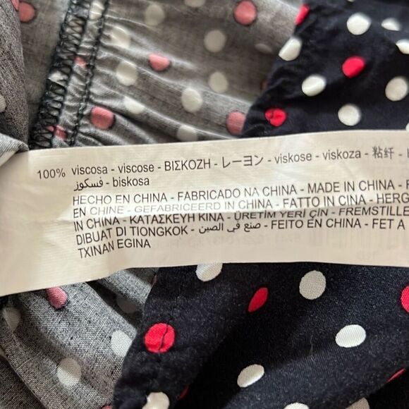 ZARA Dress Size XS Polka Dot Tie Wrap Midi Chic Black Red White V-Neck Ruffle - Picture 8 of 14